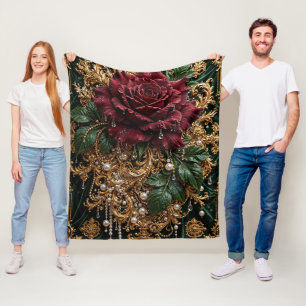 Luxe Smaragd Barok Sherpa Deken