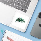 Luxe Smaragd Fluwelen Dennen Tak Sticker Zilver C (Laptop met iPhone)