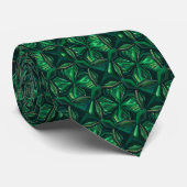 Luxe Smaragd Gemsteen Geometrisch Patroon Stropdas (Opgerold)