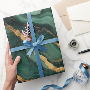 Luxe Smaragd Goud Marmer Groen Abstract Patroon Cadeaupapier