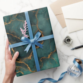 Luxe Smaragd Goud Marmer Groen Abstract Patroon Cadeaupapier