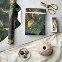 Luxe Smaragd Goud Vloeiend Donker Abstract Patroon