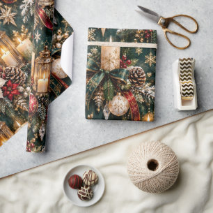 Luxe Smaragd Kaarslicht Kerstmis Cadeaupapier