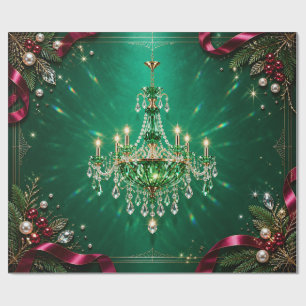 Luxe Smaragd Kroonluchter Kerst Inpakpapier