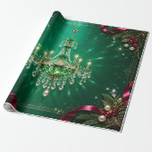 Luxe Smaragd Kroonluchter Kerst Inpakpapier (Uitgerold)