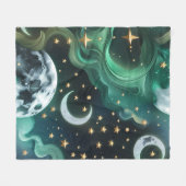Luxe Smaragd Maangemotieven Dekbed – Ethische Jade Fleece Deken (Voorkant (Horizontaal))