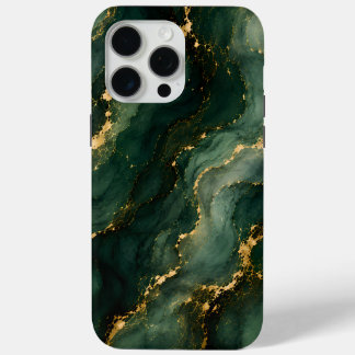 Luxe Smaragd Marmer met Gouden Aders iPhone 15 Pro Max Hoesje