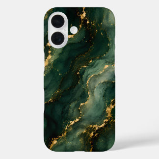 Luxe Smaragd Marmer met Gouden Aders iPhone 16 Hoesje