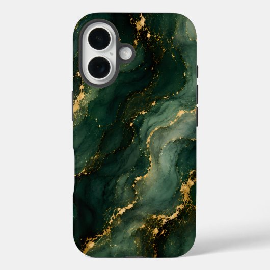 Luxe Smaragd Marmer met Gouden Aders Case-Mate iPhone Case (Achterkant)
