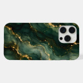 Luxe Smaragd Marmer met Gouden Aders iPhone Hoesje (Achterkant horizontaal)