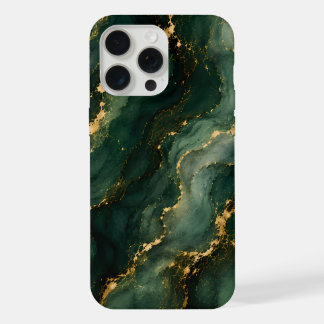Luxe Smaragd Marmer met Gouden Aders iPhone 15 Pro Max Case