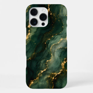 Luxe Smaragd Marmer met Gouden Aders iPhone 16 Pro Max Hoesje