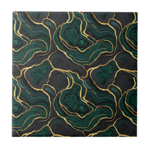 Luxe Smaragd & Marmeren Messing Kunst Tegeltje