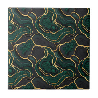 Luxe Smaragd & Marmeren Messing Kunst Tegeltje