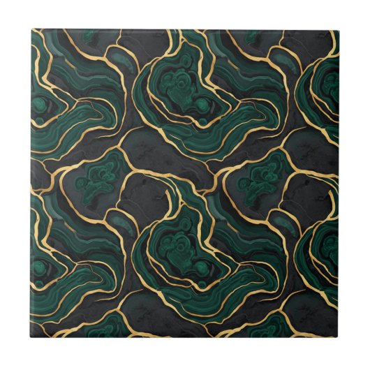 Luxe Smaragd & Marmeren Messing Kunst Tegeltje (Voorkant)