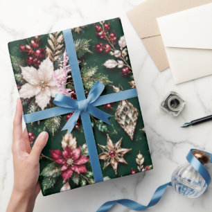 Luxe Smaragd Rode Kerstmis Cadeaupapier