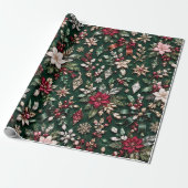 Luxe Smaragd Rode Kerstmis Cadeaupapier (Uitgerold)