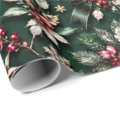 Luxe Smaragd Rode Kerstmis Cadeaupapier (Rol Hoek)