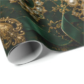 Luxe Smaragd Vintage Verjaardag Cadeaupapier (Rol Hoek)