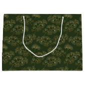 Luxe Smaragdgroen Goud Botanisch Blad Groot Cadeauzakje (Voorkant)