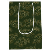 Luxe Smaragdgroen Goud Botanisch Blad Medium Cadeauzakje (Achterkant)