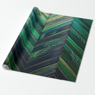 Luxe Smaragdgroen & Goud Tropisch Blad Art Deco Cadeaupapier