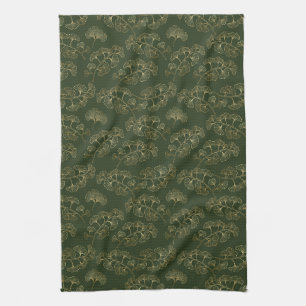 Luxe Smaragdgroen Gouden Botanische Blad Theedoek