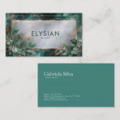 Luxe smaragdgroen marmer & botanisch goud visitekaartje (Voorkant / Achterkant)
