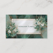 Luxe smaragdgroen marmer & botanisch goud visitekaartje (Voorkant)
