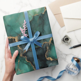 Luxe Smaragdgroen Marmer Glans Abstract Patroon Cadeaupapier