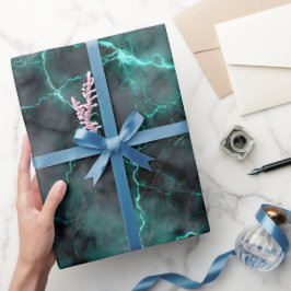 Luxe Smaragdgroen Marmer Glans Abstract Patroon Cadeaupapier