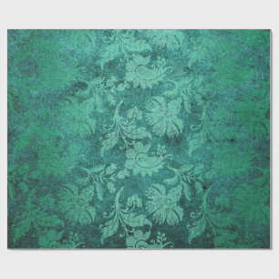 Luxe smaragdgroene en bosgroene vintage damast cadeaupapier