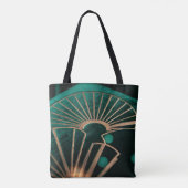 Luxe Smaragdgroene en Messing Art Deco Tote Bag (Achterkant)