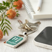 Luxe smaragdgroene glinsterende lovertjes monogram sleutelhanger (Zijkant)