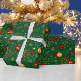 Luxe smaragdgroene & gouden kerstcadeauverpakkings cadeaupapier
