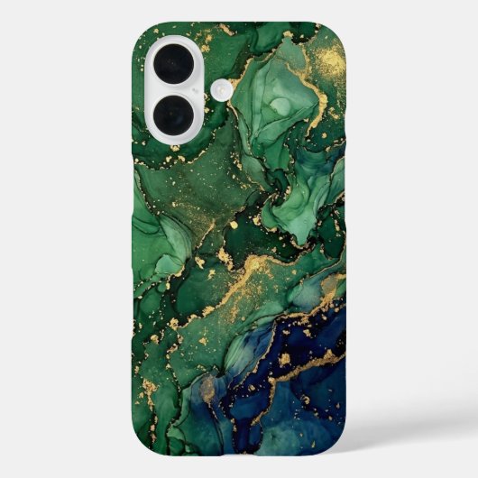 Luxe Smaragdgroene Gouden Marmeren Hoesje (Achterkant)