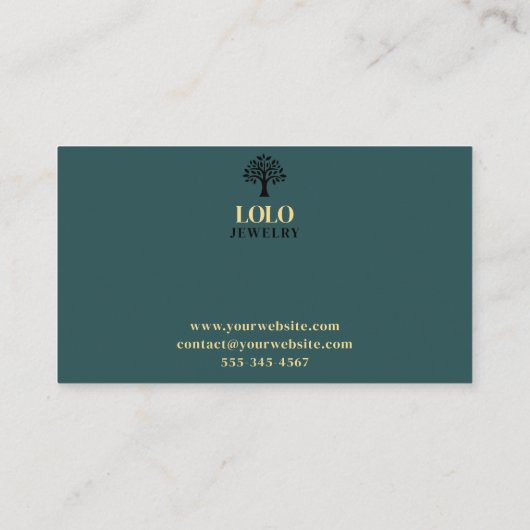 Luxe smaragdgroene sieraden visitekaartje (Achterkant)