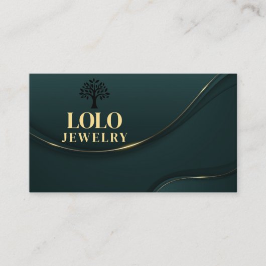 Luxe smaragdgroene sieraden visitekaartje (Voorkant)