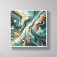 Luxe Smerald en Goud Vloeibare Kunst - Elegant Tea