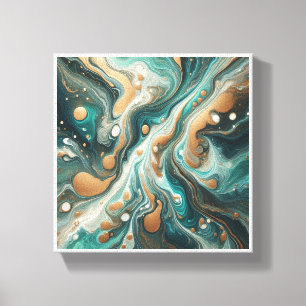 Luxe Smerald en Goud Vloeibare Kunst - Elegant Tea Canvas Afdruk