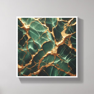 Luxe Smeraldgroen Marmer - Koninklijke Gouden Ader Canvas Afdruk