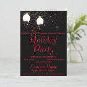 Luxe Sneeuwlampjes Black Red Corporate Holiday Par Kaart (Staand voorkant)