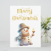 Luxe Sneeuwman Kerst Platte Kaart (Staand voorkant)