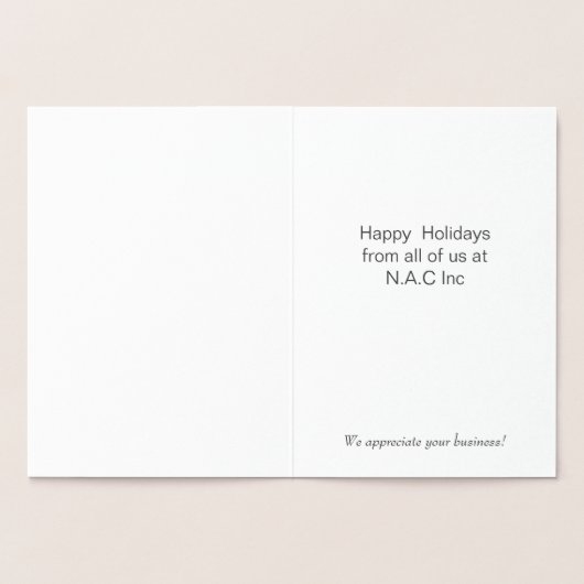 Luxe sneeuwvlokken Corporate Holiday Groet Folie Kaarten (Binnen)