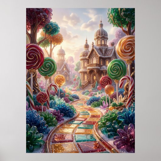 Luxe Snoepbos Droomlandschap Poster (Voorkant)