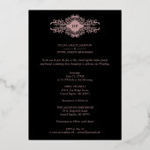 Luxe Sofisticate Zwart Bloei Chic Roze Goud Folie Uitnodiging (Achterkant)