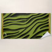 Luxe Soft Green 3D Zebra Wave Strandlaken (Voorkant)