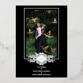 Luxe Sophisticate Black Flourish Chic Silver Folie Uitnodiging