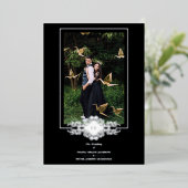 Luxe Sophisticate Black Flourish Chic Silver Folie Uitnodiging (Staand Voorkant)