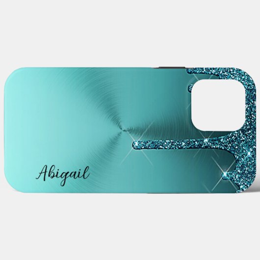 Luxe Sparkle Blauwgroen Dripping Glitter gepersona Case-Mate iPhone Case (Achterkant (horizontaal))